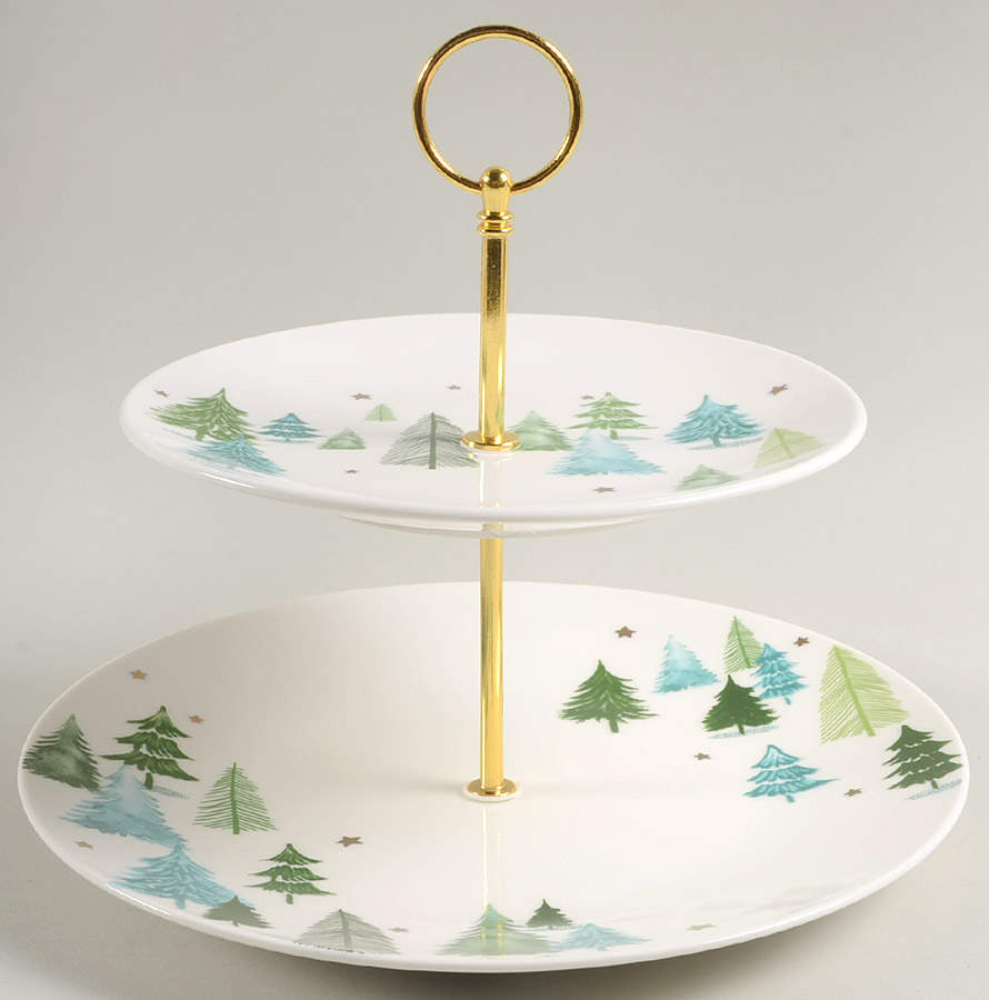 Balsam Lane 2 Tiered Serving Tray (Dinner & Salad Plate) by Lenox-1