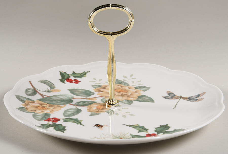 Butterfly Meadow Holiday Round Serving Plate with Center Handle (Dp) Hc by Lenox-1