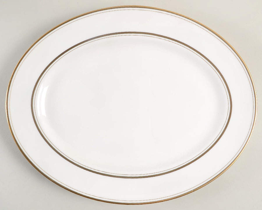Library Lane Gold 13" Oval Serving Platter by Lenox-1