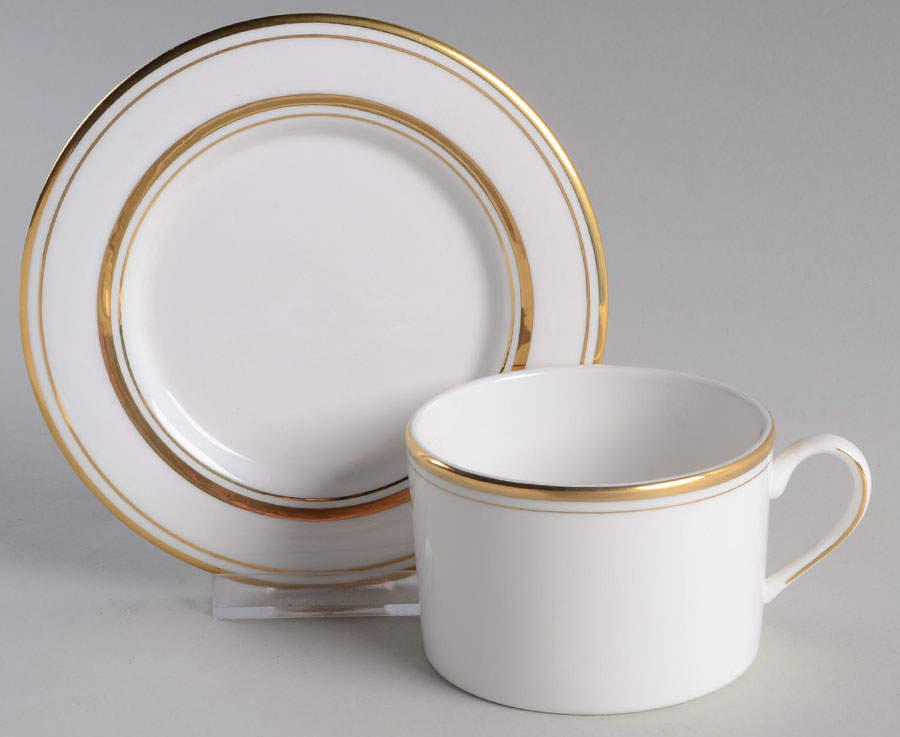 Library Lane Gold Flat Cup & Saucer Set by Lenox-1