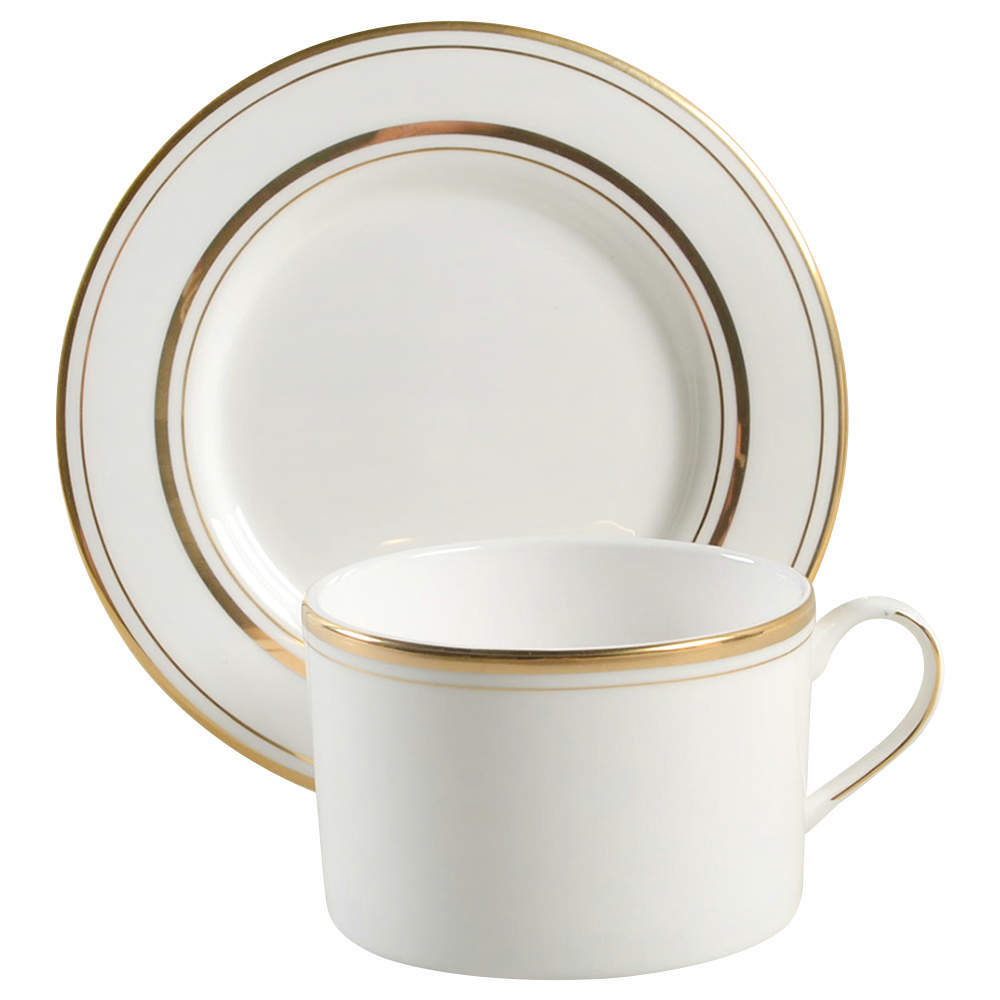 Library Lane Gold Flat Cup & Saucer Set by Lenox-1