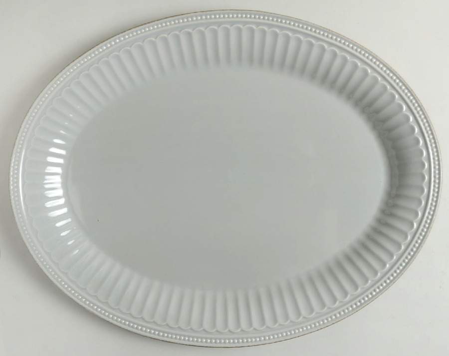 French Perle Groove Grey 16" Oval Serving Platter by Lenox-1