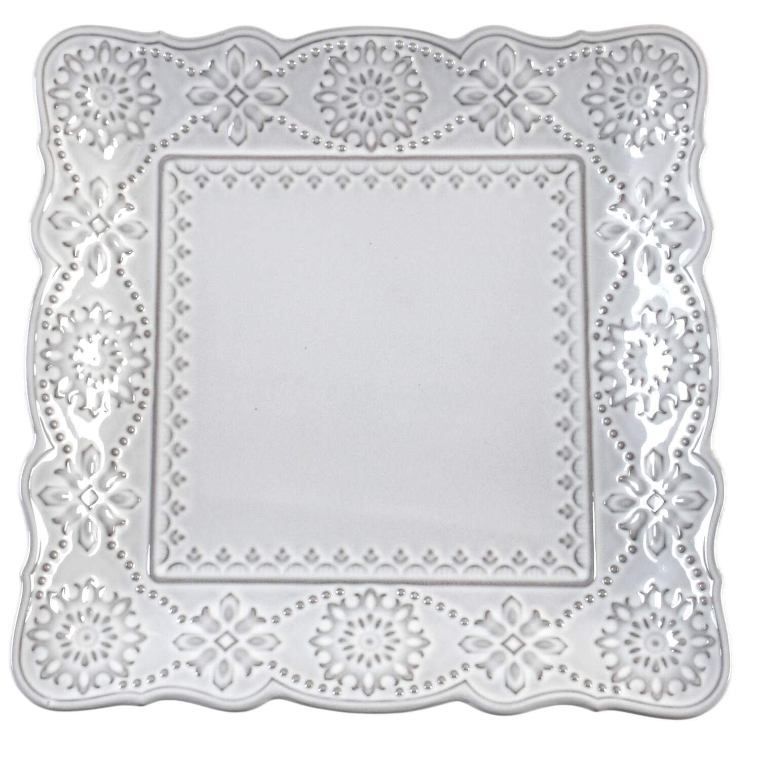 French Carved Square Square Luncheon Plate by Lenox-1