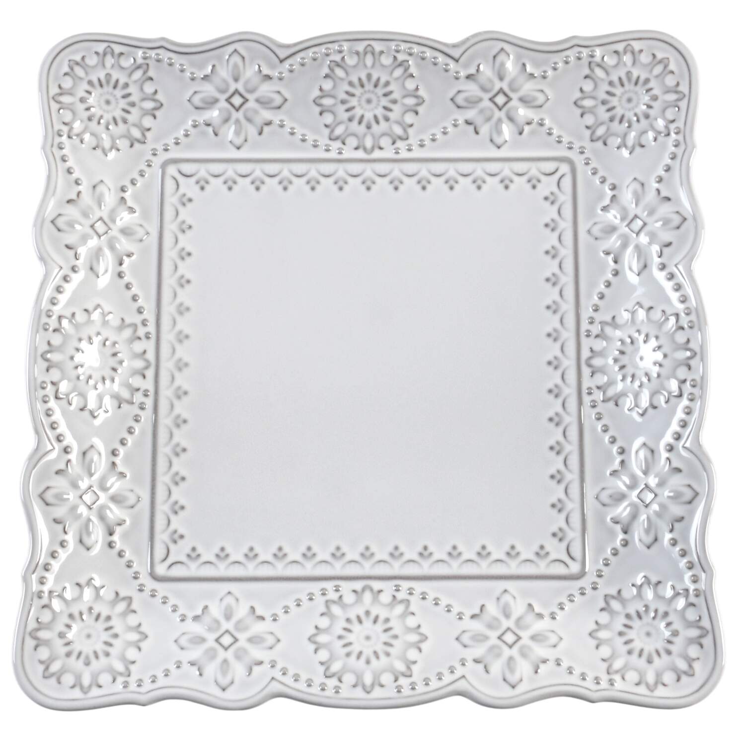 French Carved Square Square Dinner Plate by Lenox-1