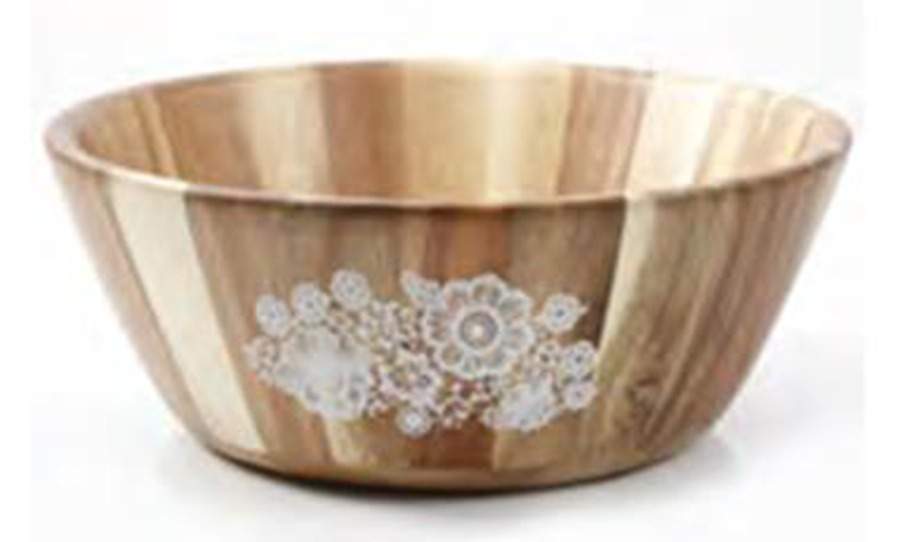 Blutique 12" Wood Salad Serving Bowl by Laurie Gates-1