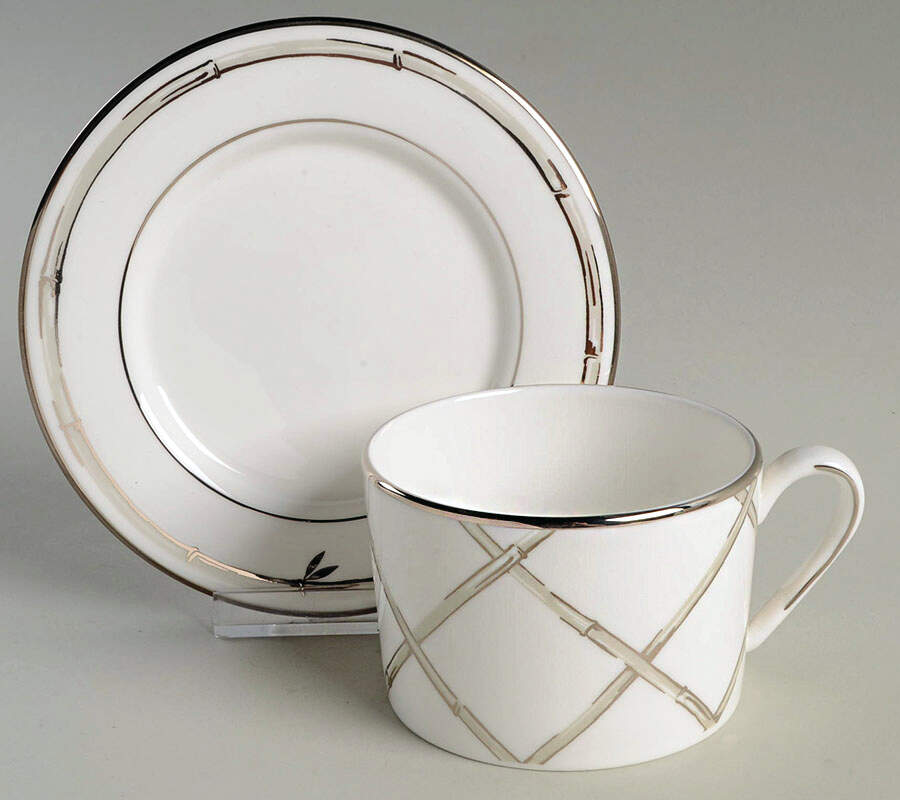 Emmett Street (Platinum Trim) Flat Cup & Saucer Set by Lenox-1