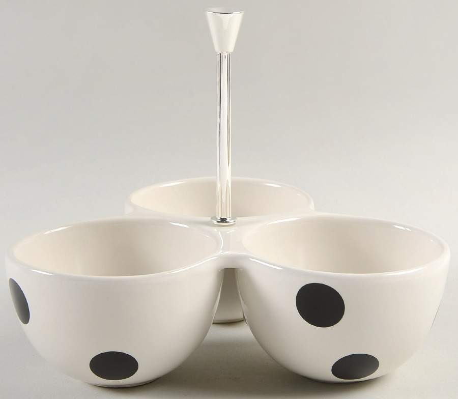 Deco Dot Black Handled 3-Part Divided Server by Lenox-1