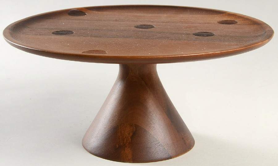 Deco Dot Black 10" Wood Pedestal Cake Stand by Lenox-1