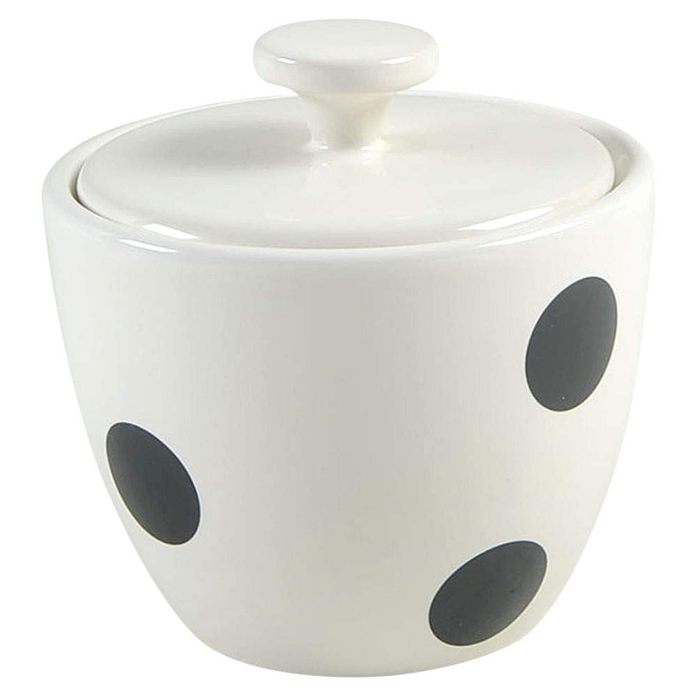 Deco Dot Black Sugar Bowl & Lid by Lenox-1