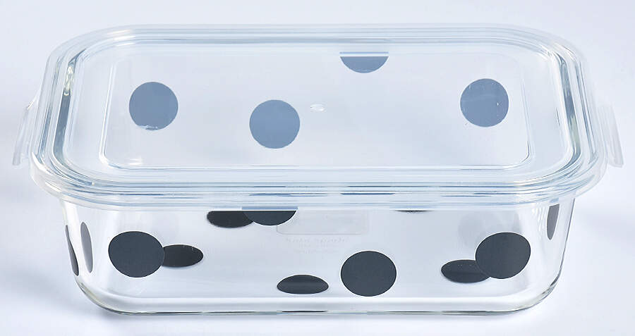 Deco Dot Black 51 Oz Glass Rect Food Storage Container & Lid by Lenox-1