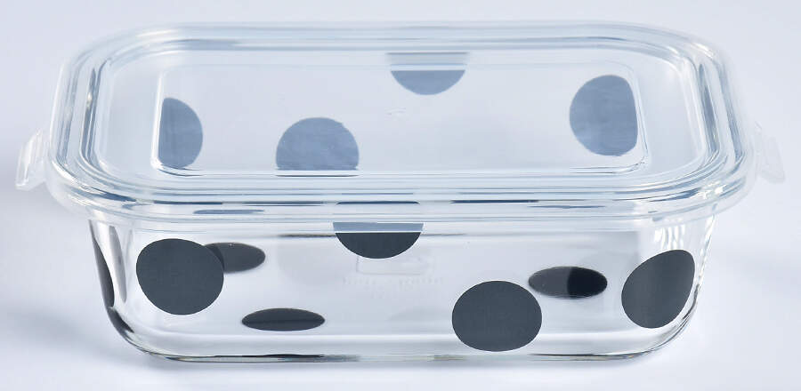 Deco Dot Black 21 Oz Glass Rect Food Storage Container & Lid by Lenox-1