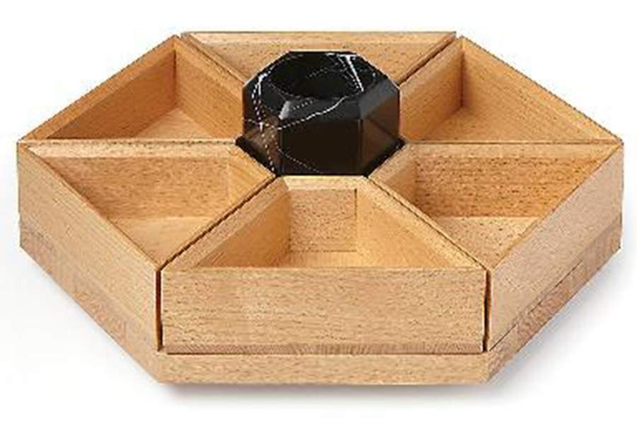 Platform (Wood & Marble) (8 Pc) Lazy Susan (Wood Sections&Tray w/Marble Ctr by Lenox-1