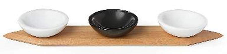 Platform (Wood & Marble) Dip Bowl Set- (2 DIBM1 & 1 DIBM2) & Wood Tray by Lenox-1