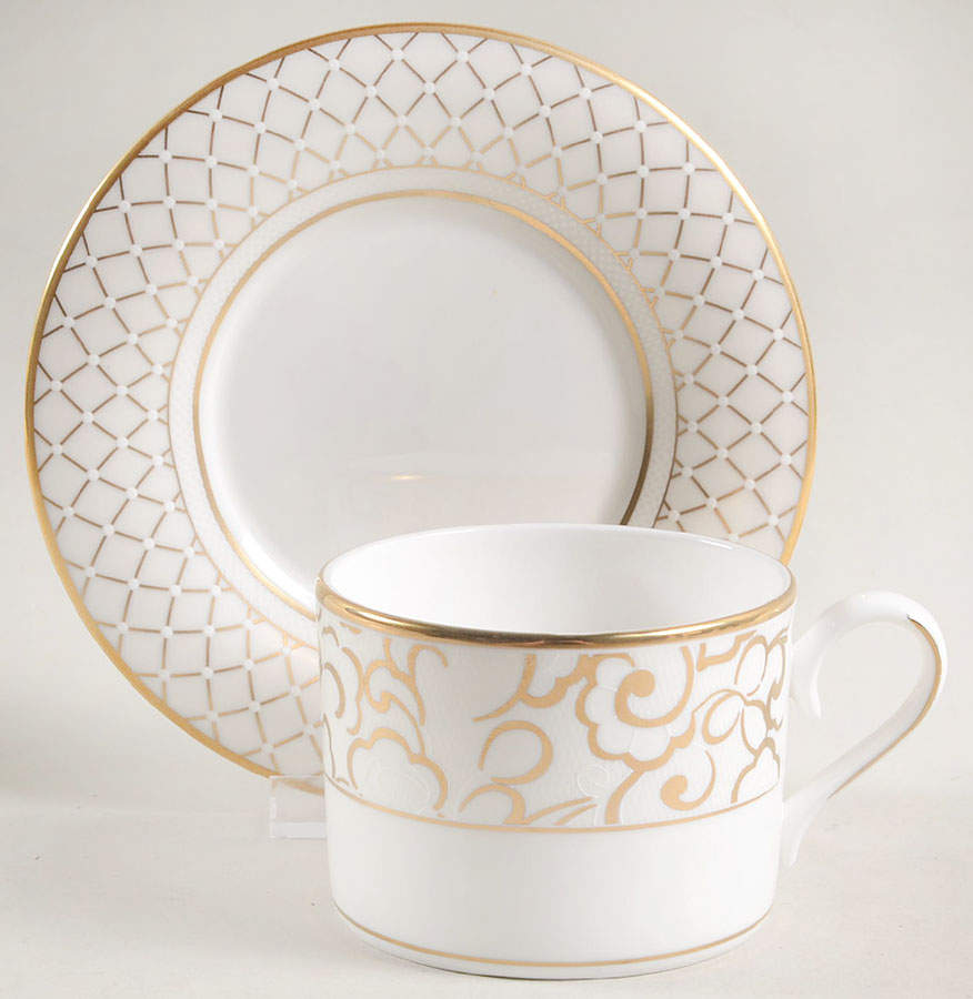 Venetian Lace Gold Flat Cup & Saucer Set by Lenox-1