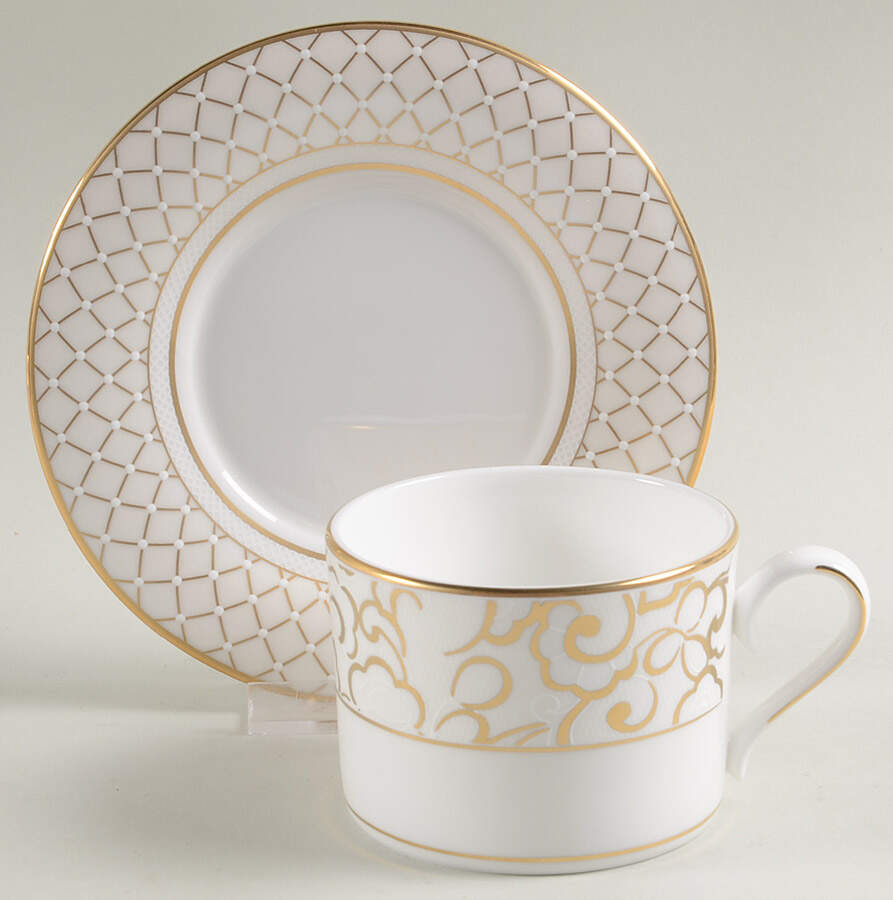 Venetian Lace Gold Flat Cup & Saucer Set by Lenox-1