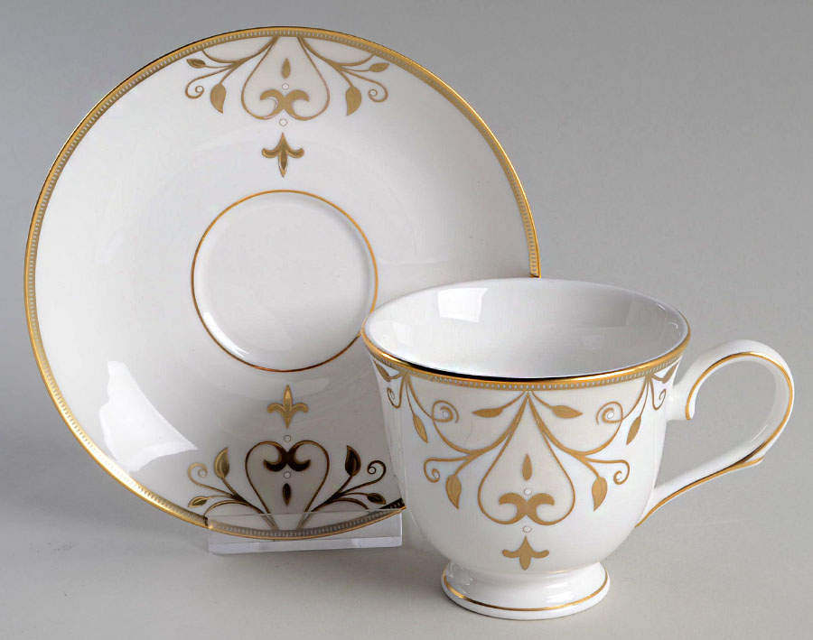 Opal Innocence Scroll Gold Footed Cup & Saucer Set by Lenox-1