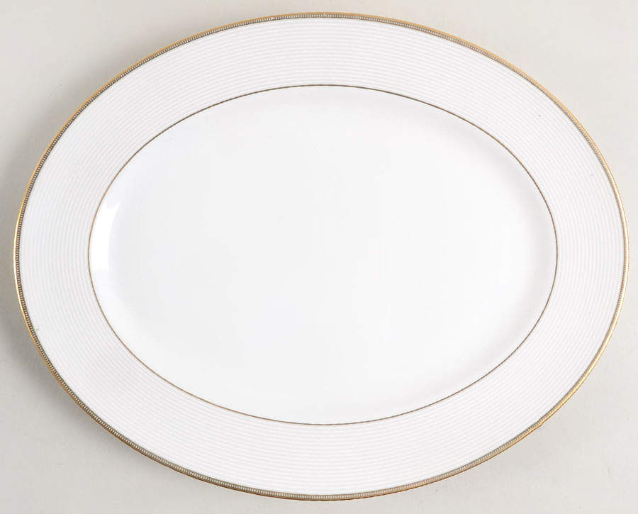 Opal Innocence Stripe Gold 13" Oval Serving Platter by Lenox-1