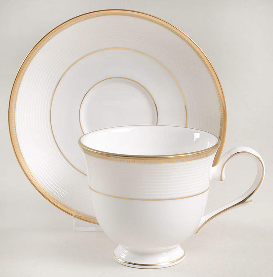 Opal Innocence Stripe Gold Footed Cup & Saucer Set by Lenox-1
