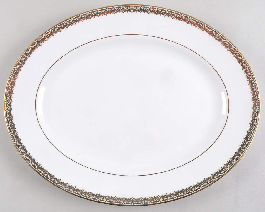 Lace Couture Gold 13" Oval Serving Platter by Lenox-1