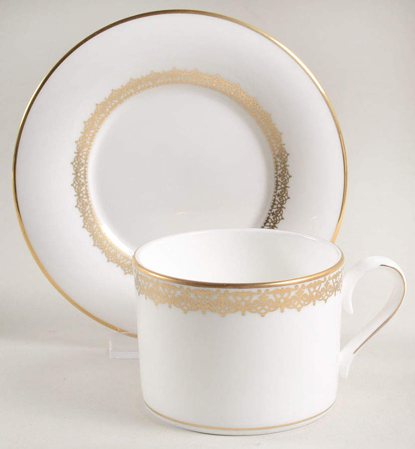 Lace Couture Gold Flat Cup & Saucer Set by Lenox-1
