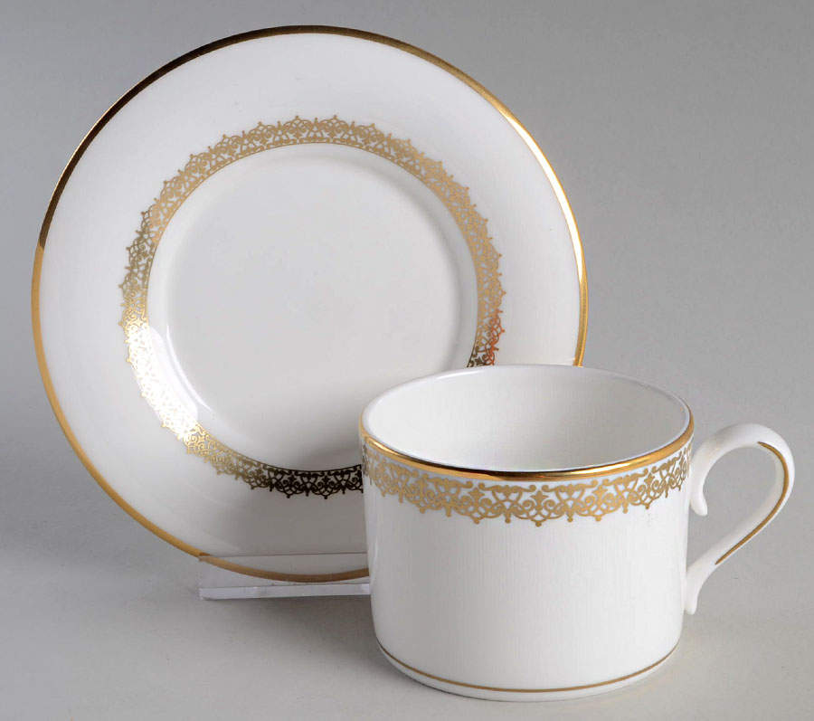 Lace Couture Gold Flat Cup & Saucer Set by Lenox-1