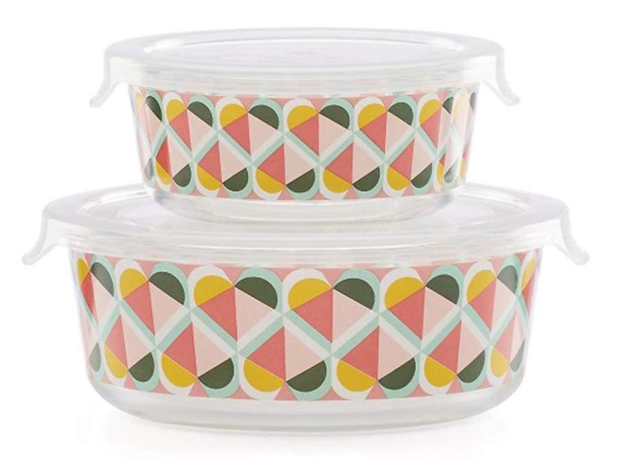 Geo Spade (Set of 2) Glass Food Storage (20 Oz & 30 Oz) by Lenox-1