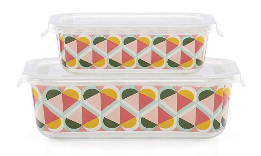 Geo Spade (Set of 2) Rect Glass Food Storage (21 Oz & 51 Oz) by Lenox-1