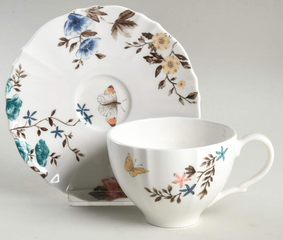 Sprig and Vine Flat Cup & Saucer Set by Lenox-1