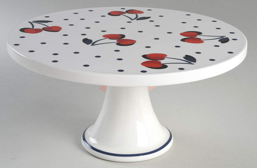 Vintage Cherry Dot 10" Diameter Pedestal Cake Stand by Lenox-1