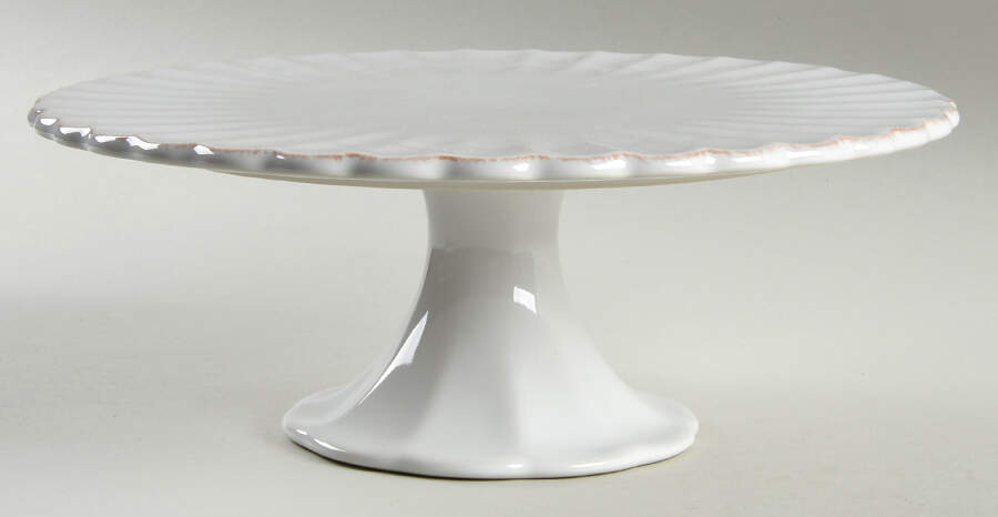 French Perle Scallop Pedestal Stand for Cake Plate & Glass Dome by Lenox-1