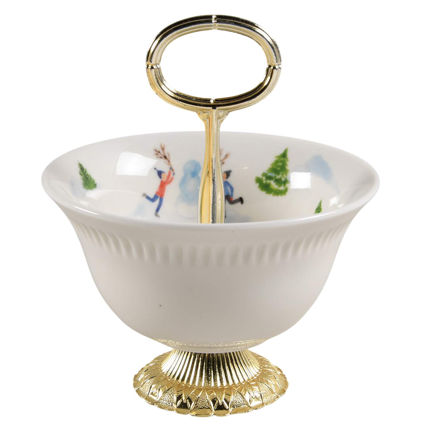Profile Snow Day 6"-7" Handled Footed Nut Dish HC by Lenox-1