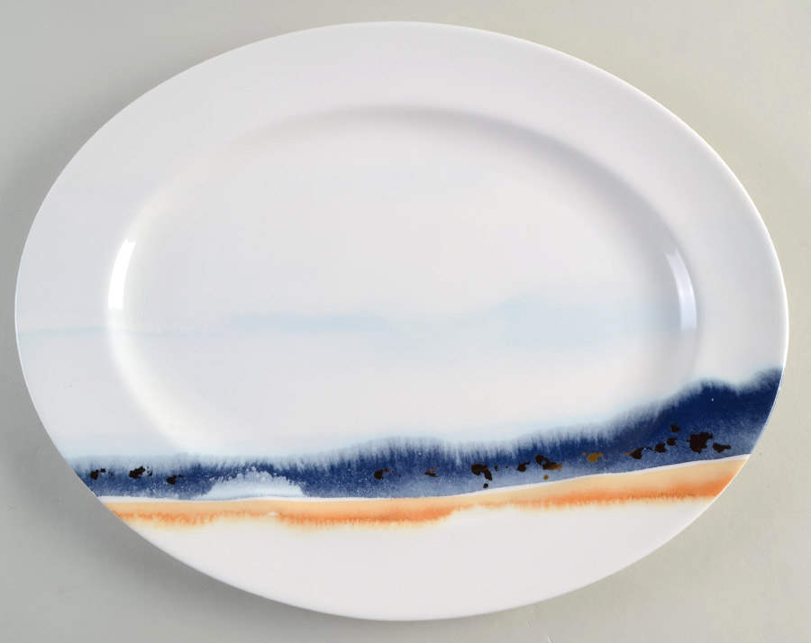Watercolor Horizons Indigo 16" Oval Serving Platter by Lenox-1