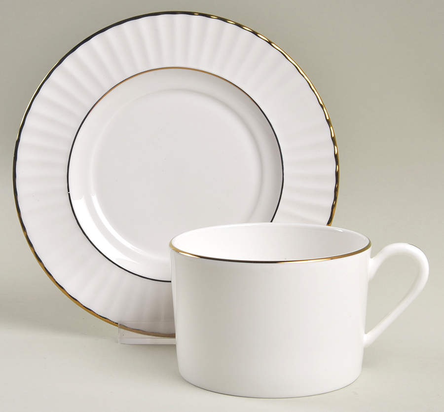 Citation Gold White Flat Cup & Saucer Set by Lenox-1