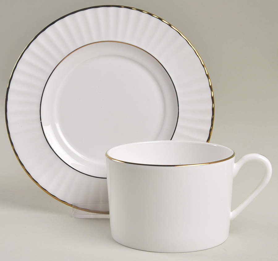 Citation Gold White Flat Cup & Saucer Set by Lenox-1