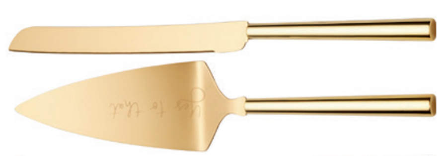 A Charmed Life 2 Piece Cake Set-Knife & Server Gold Plated Blade by Lenox-1