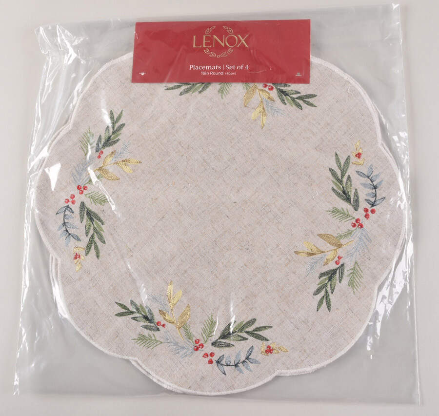French Perle Berry Round Cloth Placemat - Set of 4 by Lenox-1