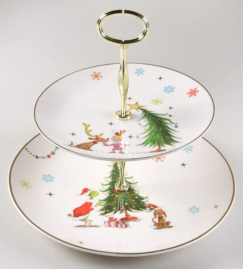 Merry Grinchmas 6 5/8"-10"  2 Tiered Serving Tray (Dp, Sp) HC by Lenox-1