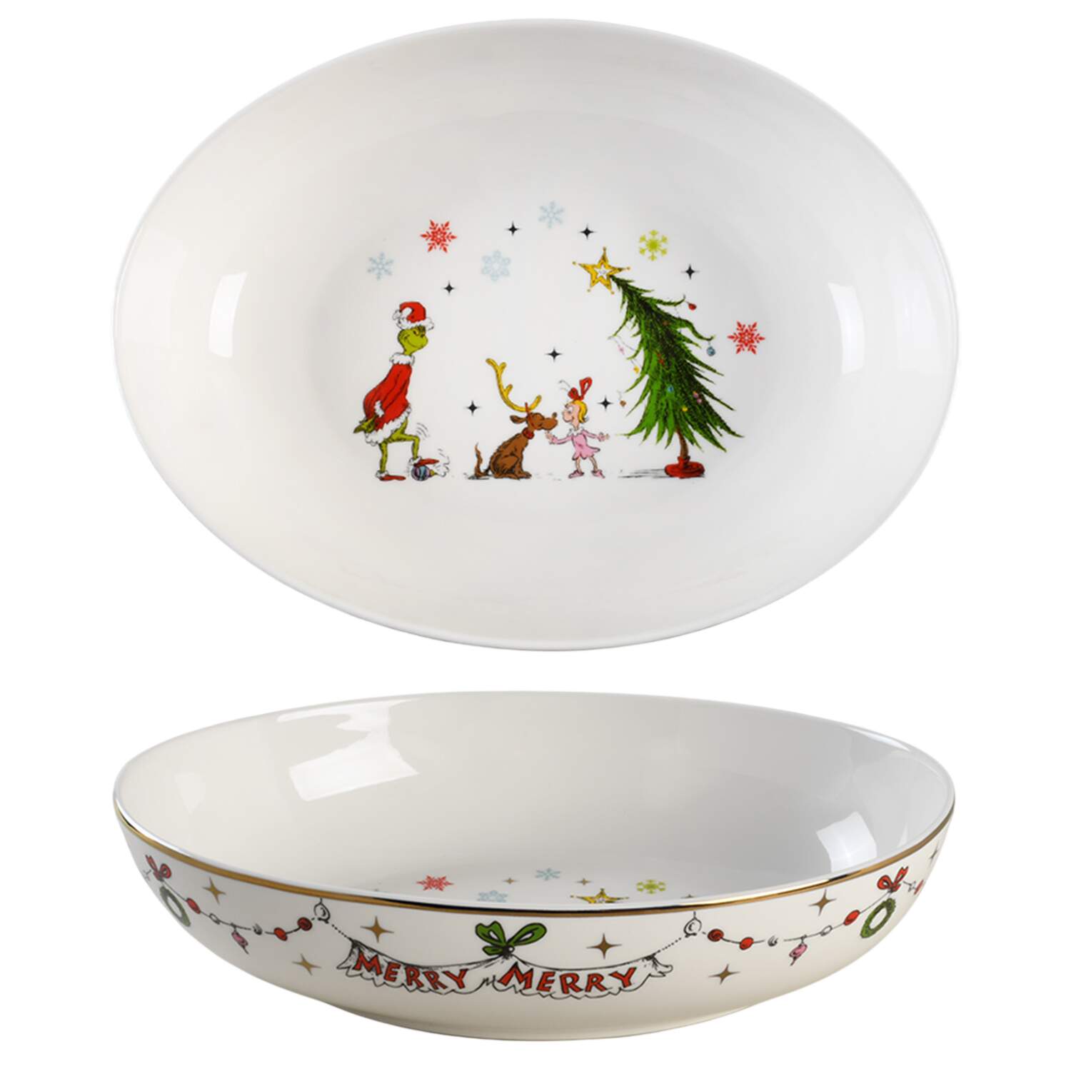 Merry Grinchmas 10" Oval Vegetable Bowl by Lenox-1