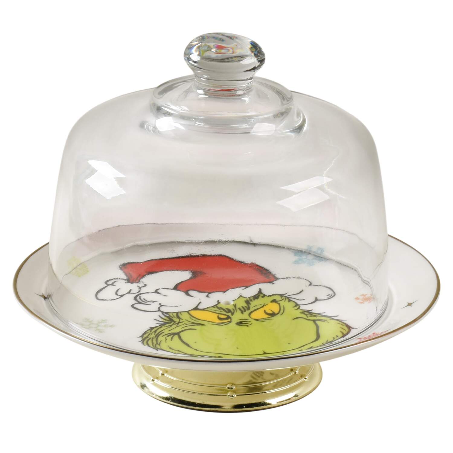 Merry Grinchmas 6 1/2"-7 1/2" Footed Cheese Plate w/ Glass Dome HC by Lenox-1