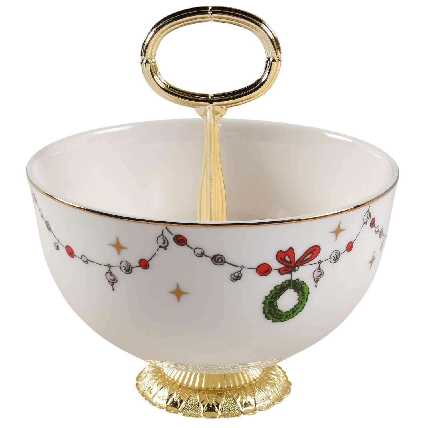 Merry Grinchmas 6"-7" Handled Footed Nut Dish HC by Lenox-1