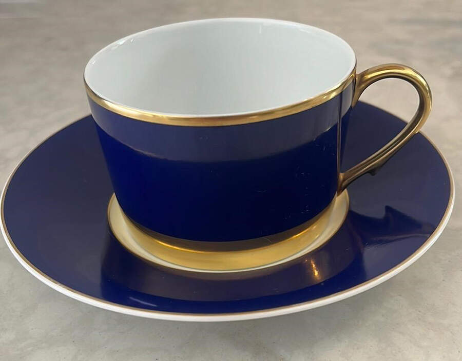Aldon Navy Blue Flat Cup & Saucer Set by Ralph Lauren China-1