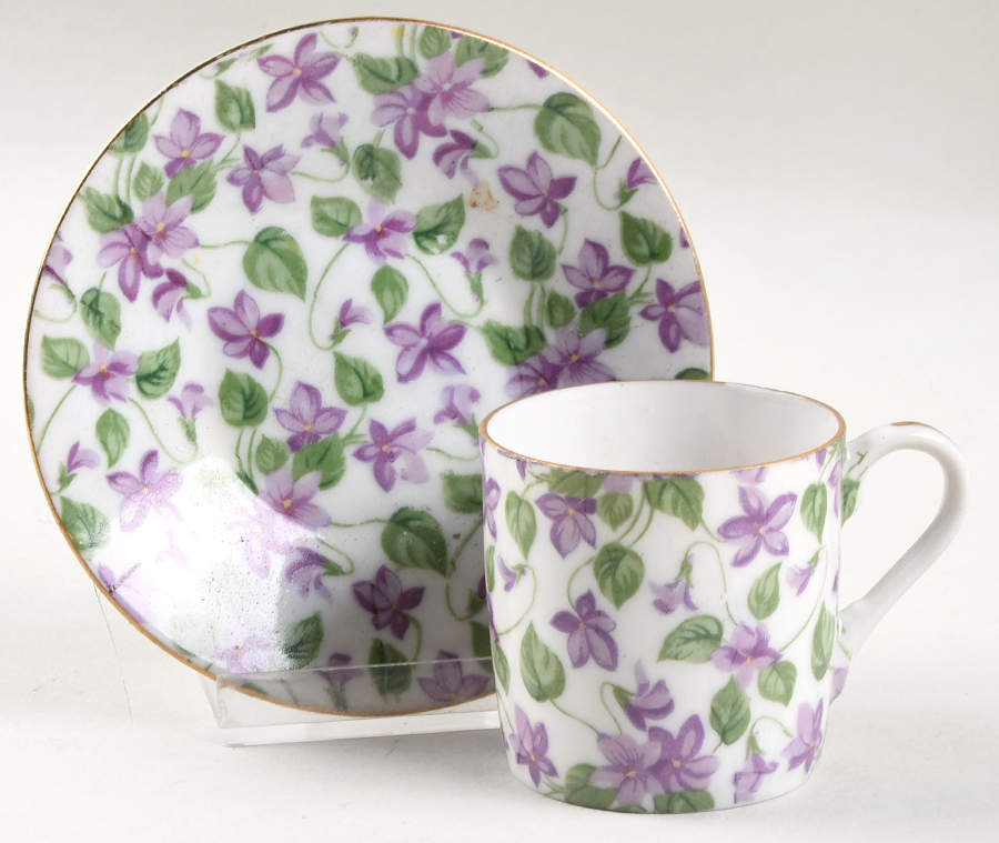 LEF121 Flat Demitasse Cup & Saucer Set by Lefton-1