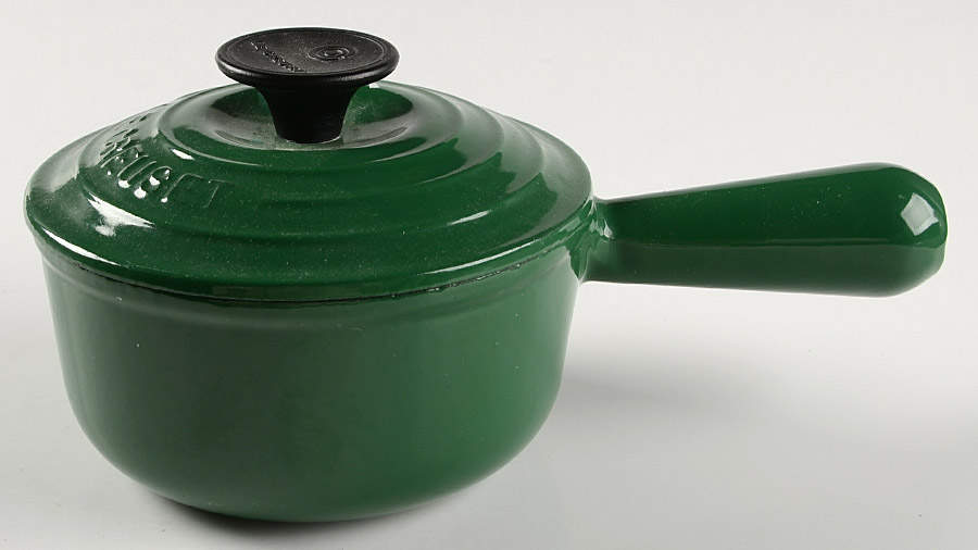Emerald Green Cast Iron 3/4 Qt Saucepan & Lid by Le Creuset-1