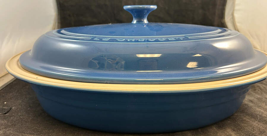 Heritage Blue 6 Qt Oval Covered Casserole by Le Creuset-1
