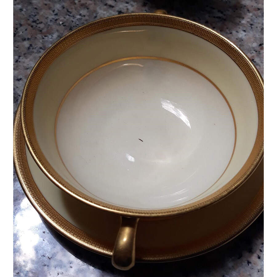 J309 Footed Cream Soup Bowl & Saucer Set by Lenox-1