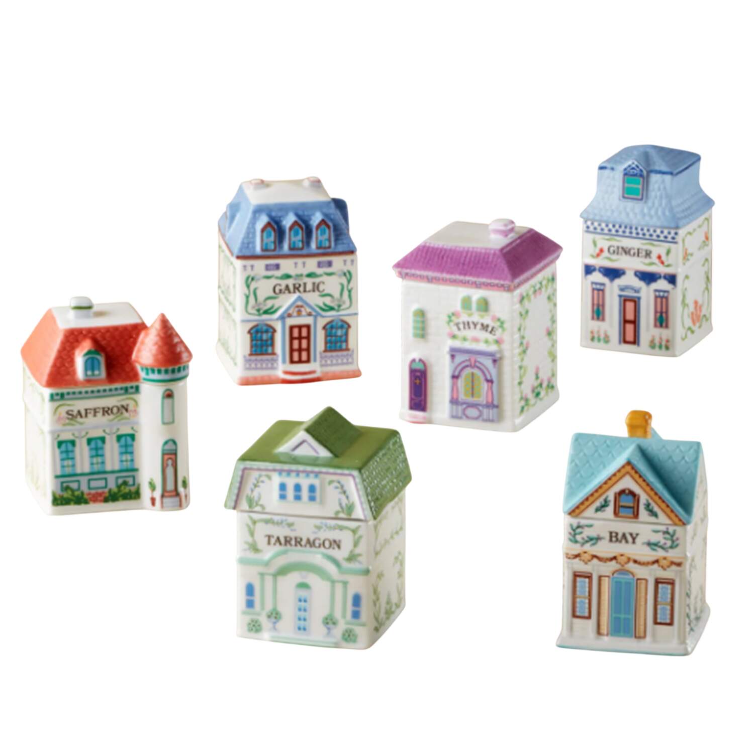 Lenox Village (2nd Edition) (Box Set of 6) Spice Jars (Garlic, Ginger, Thyme, Tarragon, Saffron & Bay) by Lenox-1