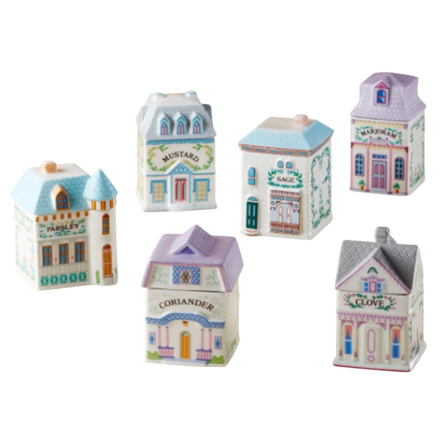 Lenox Village (2nd Edition) (Box Set of 6) Spice Jars (Mustard,Marjoram,Sage,Coriander,Parsley & Clove) by Lenox-1