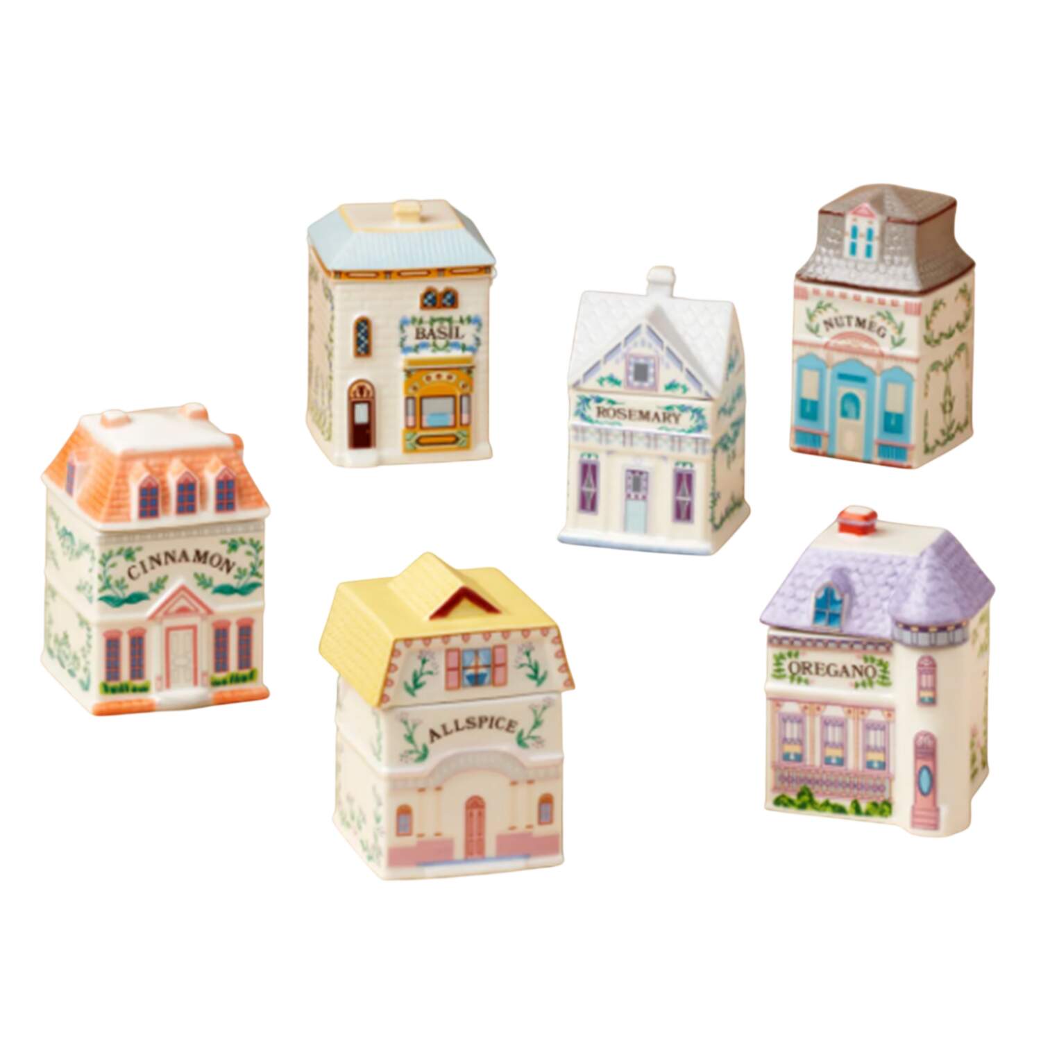 Lenox Village (2nd Edition) (Box Set of 6)Spice Jars(Cinnamon,Basil,Nutmeg,Rosemary,Oregano & Allspice) by Lenox-1