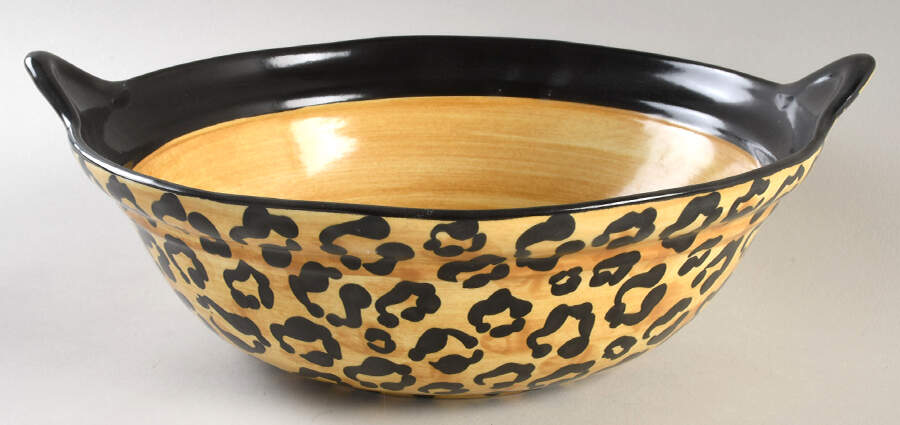 Leopard Print 12" Round Handled Bowl by Laurie Gates-1