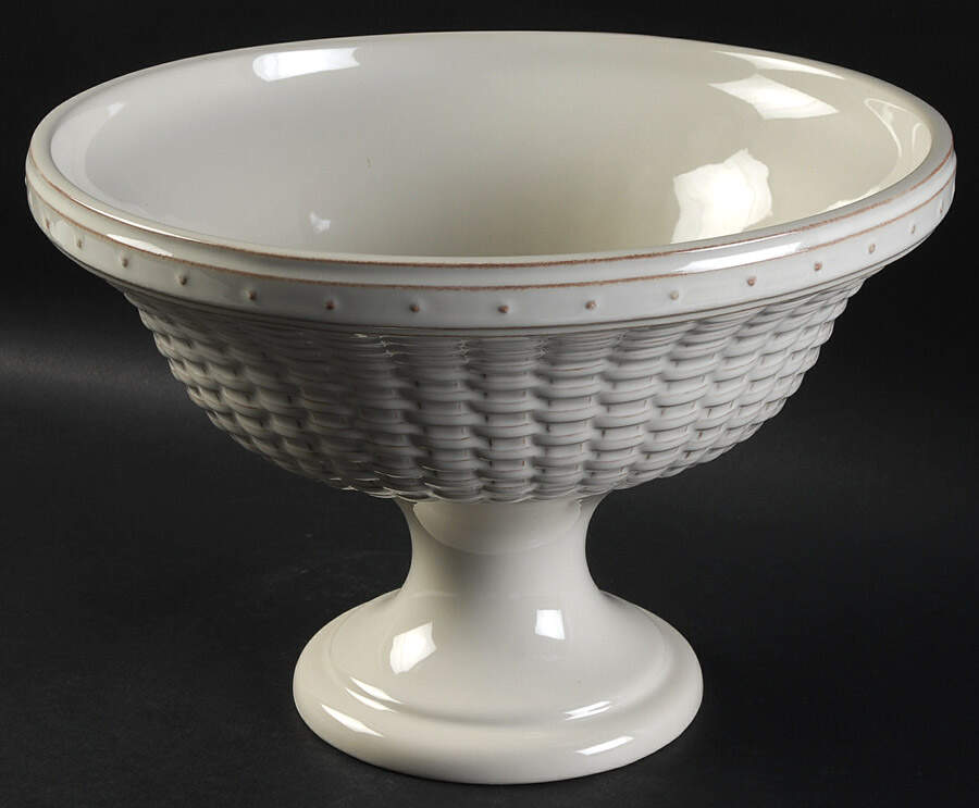 Woven Reflections Cream Round Compote (Height X Width) by Longaberger-1